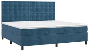 Cama com molas/colchão 200x200 cm veludo azul-escuro