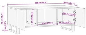 Mesa de centro 100x55x40 cm madeira de acácia maciça