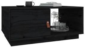 Mesa de centro 80x80x35,5 cm madeira de pinho maciça preto