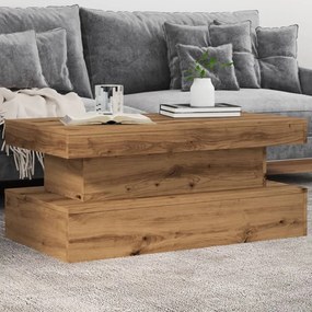 Mesa de centro com luzes LED 90x50x40 cm carvalho artisiano
