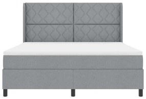 Cama Box com Colchão Cinza Claro 180x200 cm de Tecido