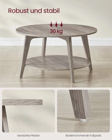 Mesa de centro com 2 níveis 80 x 45 cm Cinzento