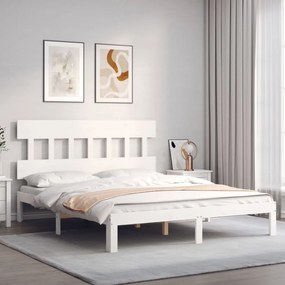 Cama sem colchão 160x200 cm madeira de pinho maciça branco