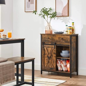 Aparador com gaveta estilo industrial 70 x 30 x 80 cm Castanho Vintage-preto