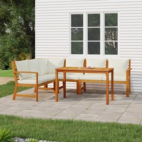 vidaXL 5 pcs conjunto de jantar p/ jardim c/ almofadões acácia maciça