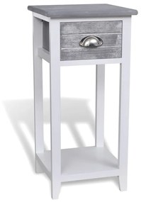 Mesa de Cabeceira Talin de 1 Gaveta - Cinzento/Branco - Design Rústico