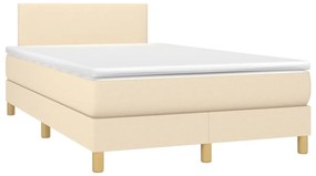 Cama box spring c/ colchão e LED 120x200 cm tecido cor creme