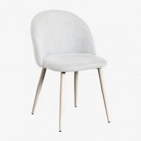 Cadeira de jantar de luxo Kana Beige Creme & Tecido Branco Quebrado - Sklum