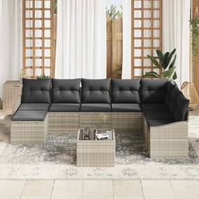 Conjunto de Jantar para Jardim de 9 Peças com Almofadas Cinza em Ratta