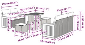 Conjunto de Sofás de Jardim vidaXL de 8 Peças com Almofadas Bege de Ra