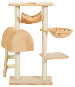 Árvore para Gatos Raspador com Poste para arranhar Ninho Rede Plataforma Casinha Escada Veludo Sisal Natural - 55x30x100cm