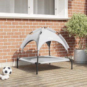 vidaXL Cama Elevada para Cães com Cobertura Removível Cinza Prateado Metal