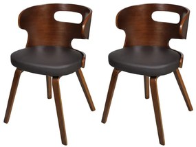 Cadeiras de jantar 2 pcs couro artificial castanho