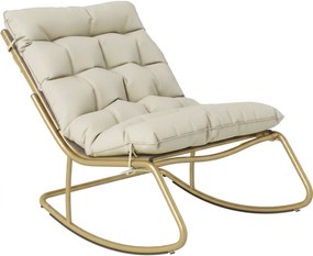 Outsunny Cadeira de Balanço Exterior, Assento 63 cm, Almofada incluída, Cor Caqui. | Aosom Portugal