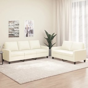 vidaXL 2 pcs conjunto sofás c/ almofadões couro artificial cor creme