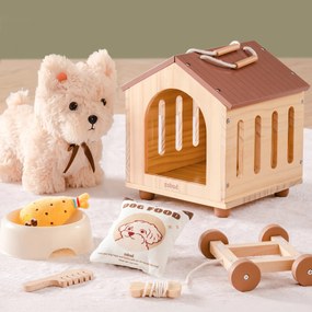 Brinquedo para crianças pequenas cachorrinho de puxar com casota e acessórios