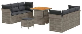 Conjunto de Sofá de Jardim vidaXL de 9 Peças com Almofadas Cinza Ratta