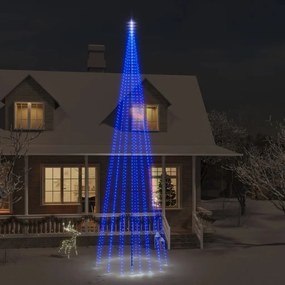 vidaXL Árvore de Natal mastro de bandeira 1134 LEDs 800 cm azul