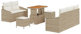 Conjunto de Sofá de Jardim com 8 Peças e Almofadas Bege