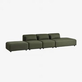 Sofá Modular De 3 Peças Com Chaise Longue Direita E Puff Fogler Tecido Pele De Borrego Verde Sálvia - Sklum