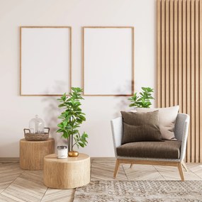 Conjunto de 2 plantas artificiais de figueira com 180 cm de altura de folhas de violino (Ficus Lyrata), e vaso Verdes
