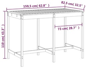 Mesa de jardim 159,5x82,5x110 cm madeira de douglas maciça