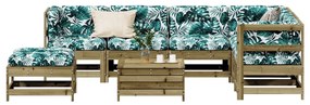 8 pcs conjunto lounge de jardim c/ almofadões pinho impregnado