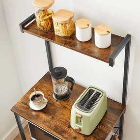 Armário de cozinha com ganchos em design industrial 60 x 40 x 127 cm castanho vintage-preto