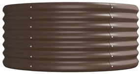 Canteiro elevado jardim 512x80x36cm aço revestido a pó castanho