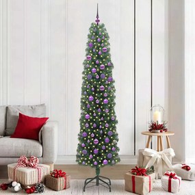 vidaXL Árvore de Natal Artificial Verde 210 cm PVC e Aço e Plástico