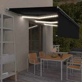 Toldo retrátil manual com estore/LED 6x3 m antracite