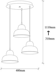 Chandelier Berceste – Preto – 40 cm de diâmetro, 110 cm de altura
