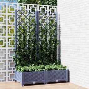 vidaXL Vaso/floreira jardim c/ treliça 80x40x121,5 cm PP cinzento azul