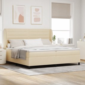 Camas Box Spring vidaXL com Colchão Creme 200x200 cm Tecido