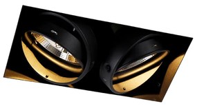 Foco embutido preto GU10 AR111 sem moldura 2 luzes - Oneon Moderno