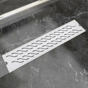 VidaXL Dreno de chuveiro linear onda 530x140 mm aço inoxidável