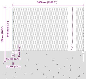 Postes de Cerca vidaXL 22 pcs U-Channel Cinza 140 cm Aço, Cerca Hexago