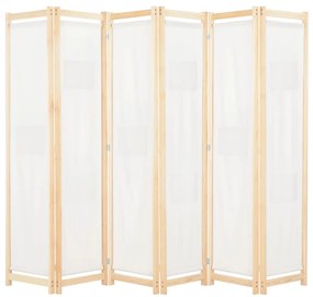 Divisória de quarto com 6 painéis 240x170x4 cm tecido cor creme