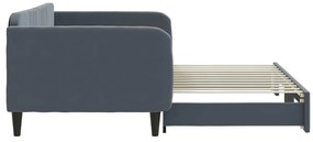 Sofá-cama com gavetão 100x200 cm veludo cinzento-escuro