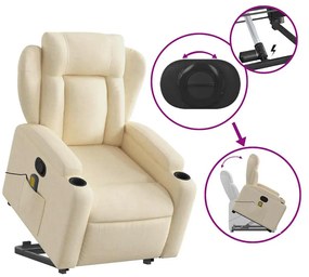 Poltrona elevatória de massagens tecido cor creme