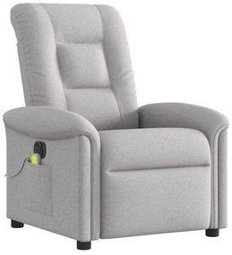 Poltrona massagens reclinável elétrica tecido cinzento-nublado
