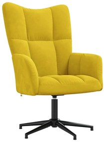 Cadeira de descanso com banco veludo amarelo mostarda