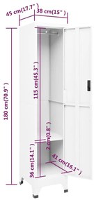 Cacifo 38x45x180 cm aço branco
