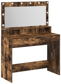 Mesa de Maquiagem vidaXL com Luzes LED em Carvalho Fumado 100x41x135 c