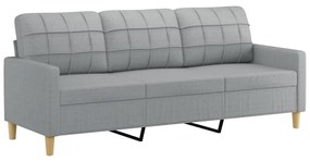 Sofá 3 lugares + almofadas decorativas 180cm tecido cinza-claro