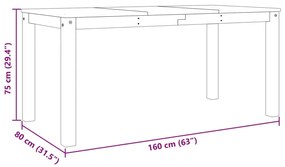 Mesa de jantar Panama 160x80x75 cm pinho maciço cinzento