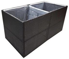 Vaso/floreira de jardim 157x80x80 cm vime PE preto