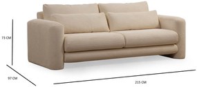 Sofá 3 Lugares Lily – Bege – 215 x 97 x 73 cm
