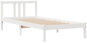 Cama sem colchão 90x200 cm madeira de pinho maciça branco