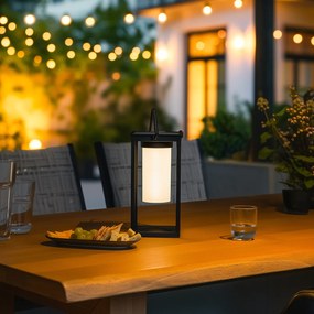 Candeeiro de exterior moderno preto com LED e dimmer solar - Denlu